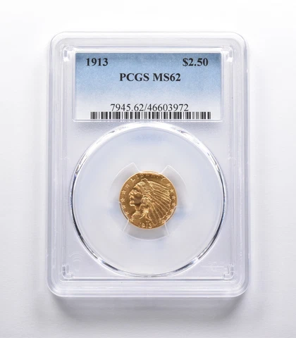 MS62 1913 $2.50 Indian Head Gold Quarter Eagle PCGS *2028 Cover