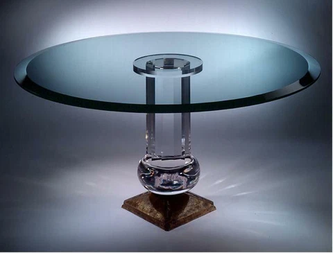 JEFFREY BIGELOW "DOM" MH 1010 LUCITE ACRYLIC FOYER DINING TABLE 10" COLUMN Cover