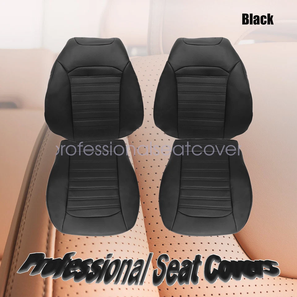 Fits 2013-2017 Ford Fusion SE Front Perforated Leather Leather Seat Cover Black - Image 1 of 1