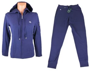 Abito da donna Lauren by Ralph Lauren lounge piqué homewear blu navy lungo M L NUOVO - Foto 1 di 5