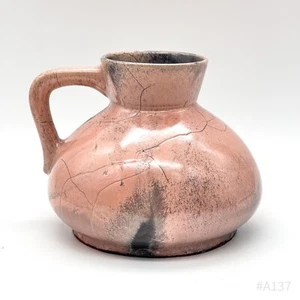 Vintage Ceramics Handle Vase With Henkel Ceramic Pink & Gray - 15x13cm - Picture 1 of 12
