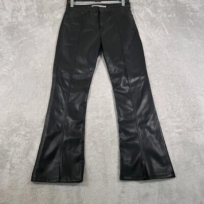 Pantalones Hudson Collection para mujer 27 negros imitación cuero acampanado dobladillo dividido Foto 1 de 4