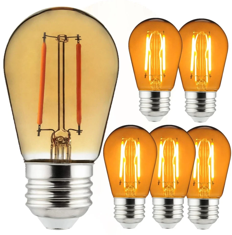 6Pack S14 LED Outdoor String Light Bulbs, Edison Look Transparent Light Bulb E26 - Image 1 of 1