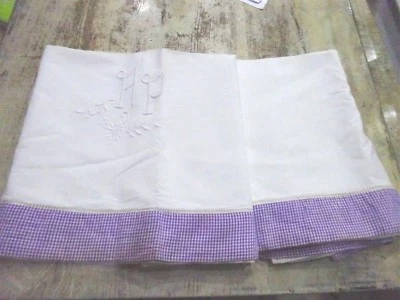 N°4) ANCIEN GRAND DRAP EN LIN FESTONNE BRODE  MAINS 212 X 310 BLANC MONOGRAM AP - Photo 1/4