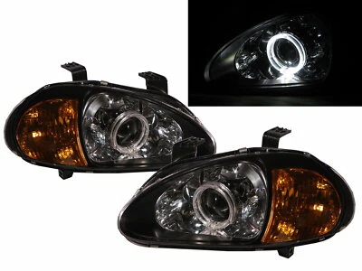 DEL SOL CRX 93-97 Guide LED Angel-Eye BI-XENON Headlamp V1 BLACK for HONDA LHD - image 1 of 4