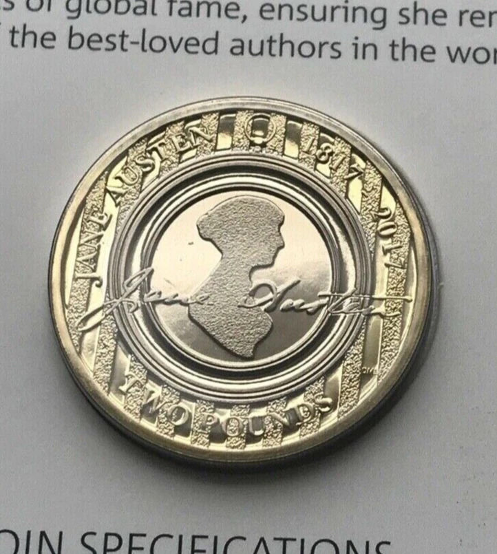 2017 JANE AUSTEN 2 TWO POUND COIN BRILLIANT UNCIRCULATED BU BUNC - Image 1 of 4