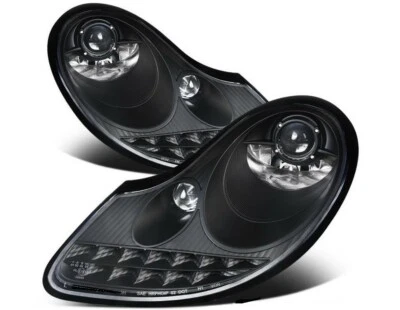 Porsche Boxster 986  996 MK1 Black all Black LED DRL Projector Headlights Set - Image 1 of 4