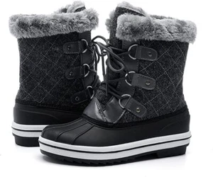 Knixmax Women's Winter Waterproof Snow Boots Warm Sole Fur Lined Outdoor Shoes - Picture 1 of 14