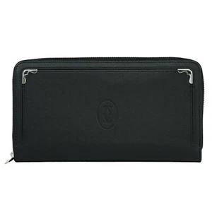Cartera Cartier de cuero con cremallera redonda negra plateada - Imagen 1 de 15