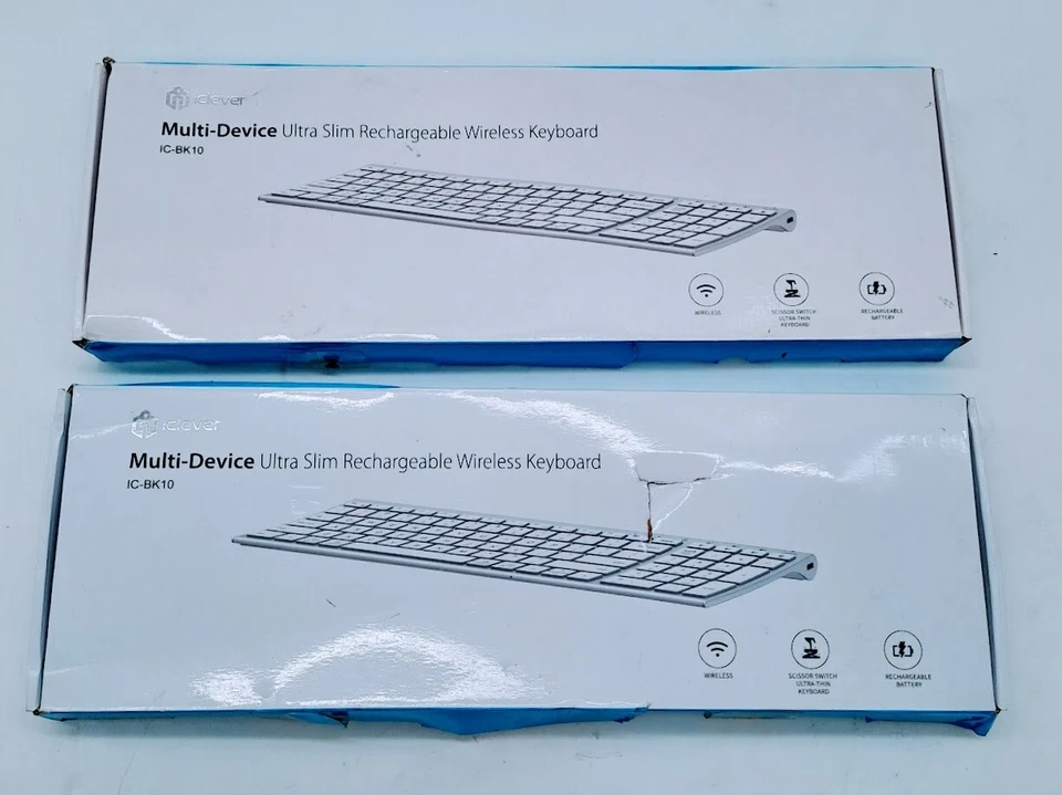 LOTE DE 2 iClever IC-BK10 Multi Dispositivo Conexión Teclado Inalámbrico Recargable Foto 1 de 4