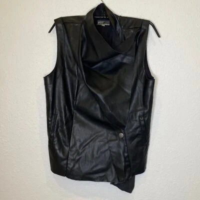 Kut from the Kloth Faux Leather Moto Vest 2 Button Closure EUC Sz Lg - Image 1 of 4