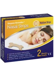 60 MEDIUM Sleepeze Remedies NASAL STRIPS Nose ANTI SNORE Breathe Aid Sleep Right - Picture 1 of 13