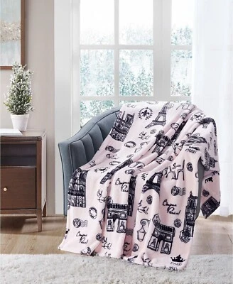 Charter Club Cozy Plush 50” x 70” Paris Oh La La Throw Blanket cozy READ - Image 1 of 4