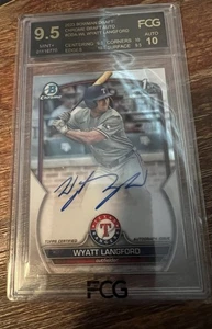 2023 Bowman Draft Wyatt Langford 1° Bowman Chrome Auto FCG COME NUOVO 9,5 AUTO 10 - Foto 1 di 2