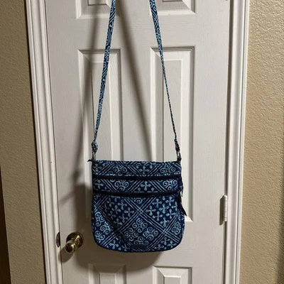 Vera Bradley Blue Cuban Tiles Triple Zip Hipster Crossbody Quilted Bag Classic - Image 1 of 4