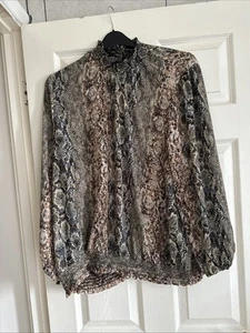 Next Size 22 High Neck Snake Print Top. Shirred Waist And Sleeves. Long Sleeve - Picture 1 of 8