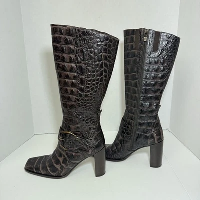Donald Pliner Alligator Embossed Leather Boots Women’s Sz 8 Mountains Of Italy  - Image 1 of 4