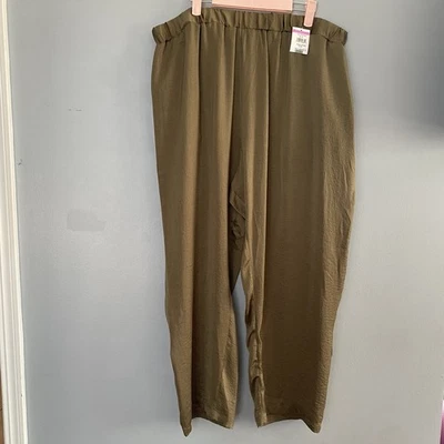 ASOS дизайн желтовато-коричневый блестящий широкие ноги эластичный пояс легкий брюки с карманами - Изображение 1 из 4