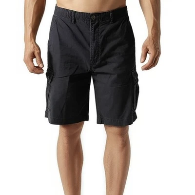 Shorts cargo preto masculino 40 casual utilitário ao ar livre verão praia clássico básico - Imagem 1 de 4