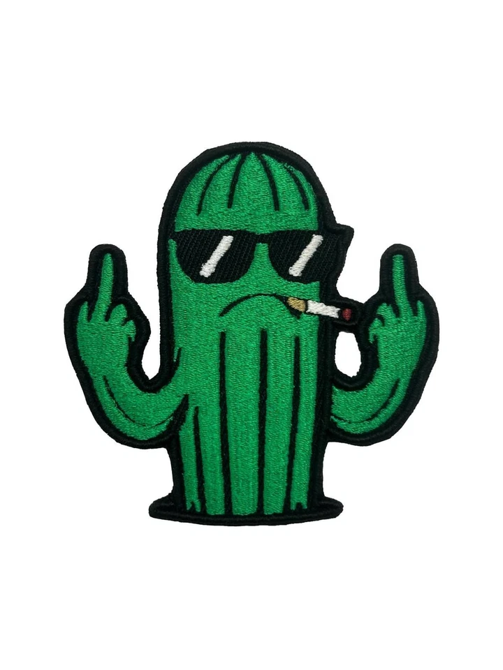 Badass Cactus 3D Embroidered Patches Sew-On Iron-On Fun Edgy Cool Patches - Image 1 of 3