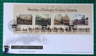 2025 Steam Locomotives Stockton Darlington Railway M/S FDC 200th Anniv Wylam - Image 1 of 2
