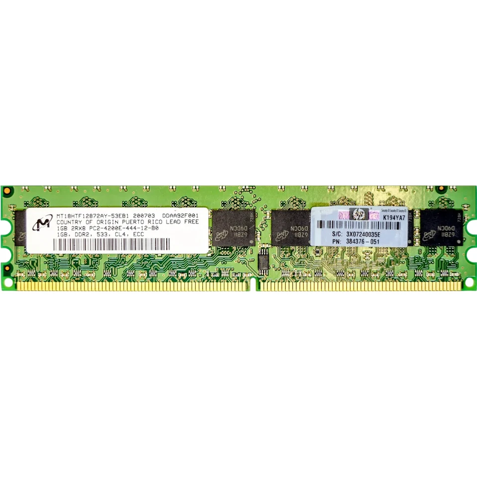 HP 1GB PC2-4200e 2RX8 533Mhz Server RAM 384376-051 398955-001 390824-B21 - Image 1 of 1