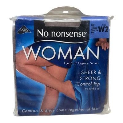 No Nonsense Woman Control Top Pantyhose Size W2 City Taupe Full Figure Sheer Toe - Image 1 of 2