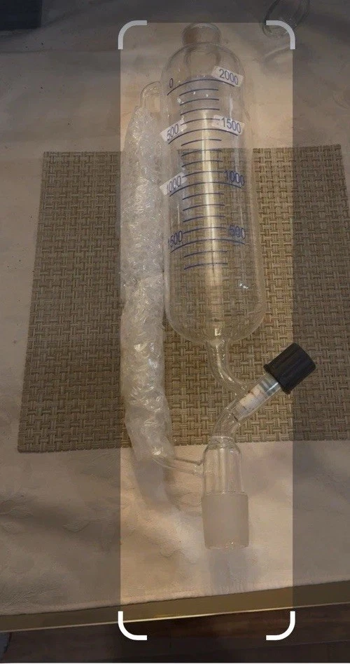 Embudo de adición de ecualización de presión 24/40 de vidrio KONTES 2000 ml con PTFE de 6 mm Stpk B Foto 1 de 1