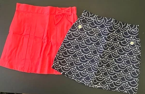 2 NEW Janie and Jack 7 Summer Skirts Blue White Sailboats Red Pleated w/Bow - Picture 1 of 6