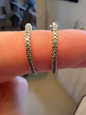 white gold and diamond hoops - Image 1 of 3
