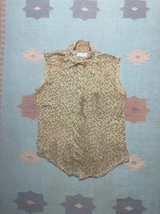 Vintage 70s sleeveless button shirt Kmart distressed worn thin checkered Medium - Picture 1 of 12