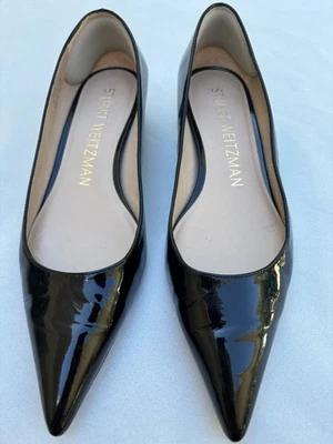 Stuart Weitzman Emilia Ballet Flat Black patent Leather Pointed Toe shoes   8.5  - Image 1 of 4