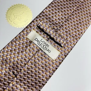 "Corbata geométrica Louis Dell Olio rosa, cobre y oro tejido seda 62,5 x 3,875"" extra larga" - Imagen 1 de 12