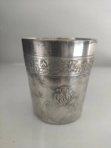 TAZA DE METAL PLATEADO. VASO DE METAL PLATEADO - Imagen 1 de 4
