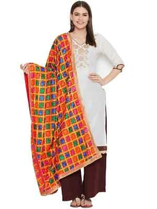 Soft Long Chunni Women Art Silk Dupatta Multi Scarf Stole Fancy Wrap Party Wear - Picture 1 of 4