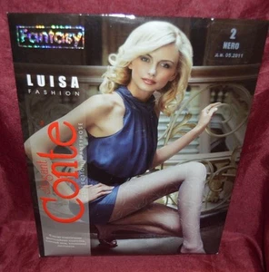 Elegante Conte Strumpfhose Fantasy Luisa NERO = schwarz Gr. 2=MED durchsichtig an der Taille - Bild 1 von 3