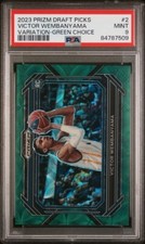 2023-24 Prizm Draft VICTOR WEMBANYAMA #2 RC GREEN CHOICE VARIATION /8 PSA 9 pop1