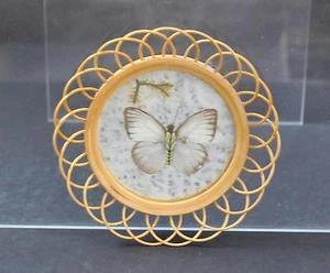 Montaña rusa vintage diseño mariposa blanca mimbre de aproximadamente 4 5/8" de ancho B29 - Imagen 1 de 9