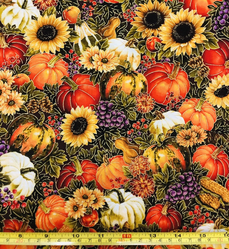 Tecido de algodão Tina SCRAP 9"x21" folha de uva girassol abóbora outono colheita - Imagem 1 de 1