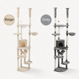 Cat Tree Tower Floor to Ceiling Height Adjustable Cats Condo House Climbing Toys - Picture 1 of 23