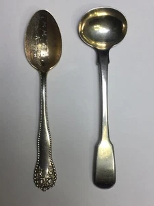 Antique 1816 English WE WF & Gorham Lion Anchor G Sterling Silver Salt Spoons - Picture 1 of 9