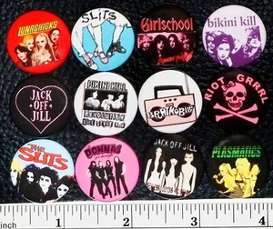 12 Riot Girl Band Button Pins Badges Riot Grrrl Grrl Punk Rock Goth Bikini Kill - Picture 1 of 1