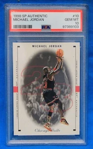1998 SP AUTENTICO # 10 Michael Jordan PSA 10 GEMME MT # 97389103 CHICAGO BULLS!! - Foto 1 di 2