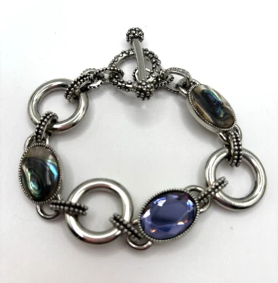 Brazalete Lia Sophia tono plata abulón y vidrio púrpura palanca 7,5 Foto 1 de 4