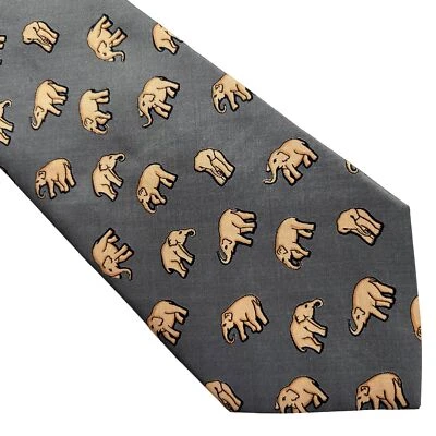 Corbata Jim Thompson Gris Seda Elefantes Carrera Profesional Oficina Trabajo Corbata Foto 1 de 4