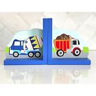 Dump Truck & Construction Truck Wooden Bookends Bright Colors for Boys Room