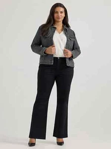 Lee Womens Wrinkle Free Stretch Mid Rise Bootcut Pants Size 20W Petite Black NWT - Picture 1 of 9
