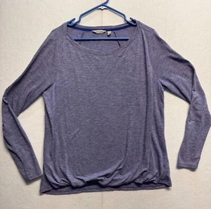 Athleta Womens Long-Sleeve Heathered Purple Top Size L Soft Stretch - Picture 1 of 6