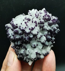 113g Natural Purple Fluorite Quartz Crystal Point Mineral Specimen Mongolia - Picture 1 of 19