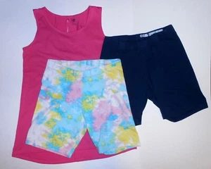 Girls XL 14-16 Lot~Wonder Nation Biker Shorts Tie Dye Champion Pink Tank Top - Picture 1 of 12